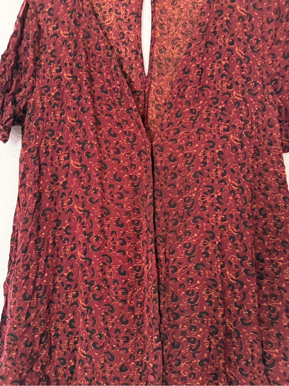 Urban Outfitters Staring at Stars A-Line V-Neck Mini Dress in Burgundy Floral - Picture 5 of 8